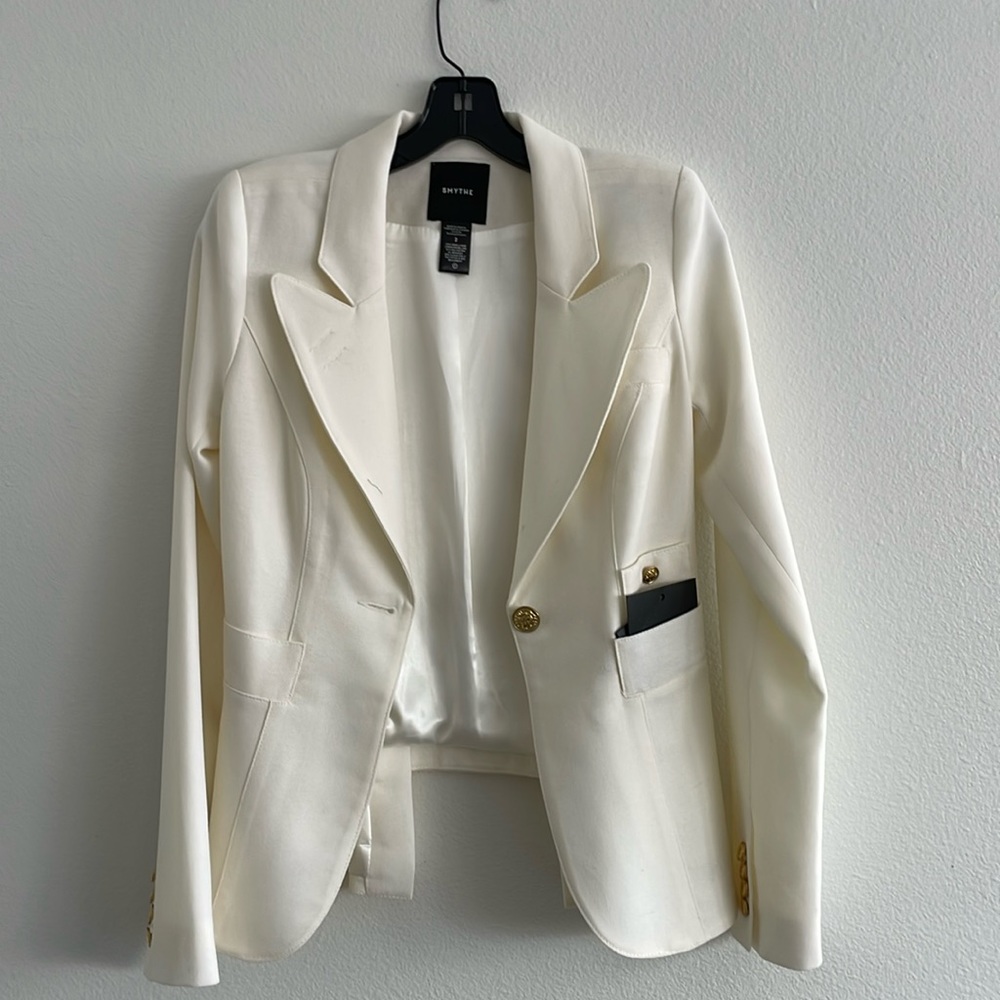 SMYTHE Classic Duchess Blazer Ivory Size 2